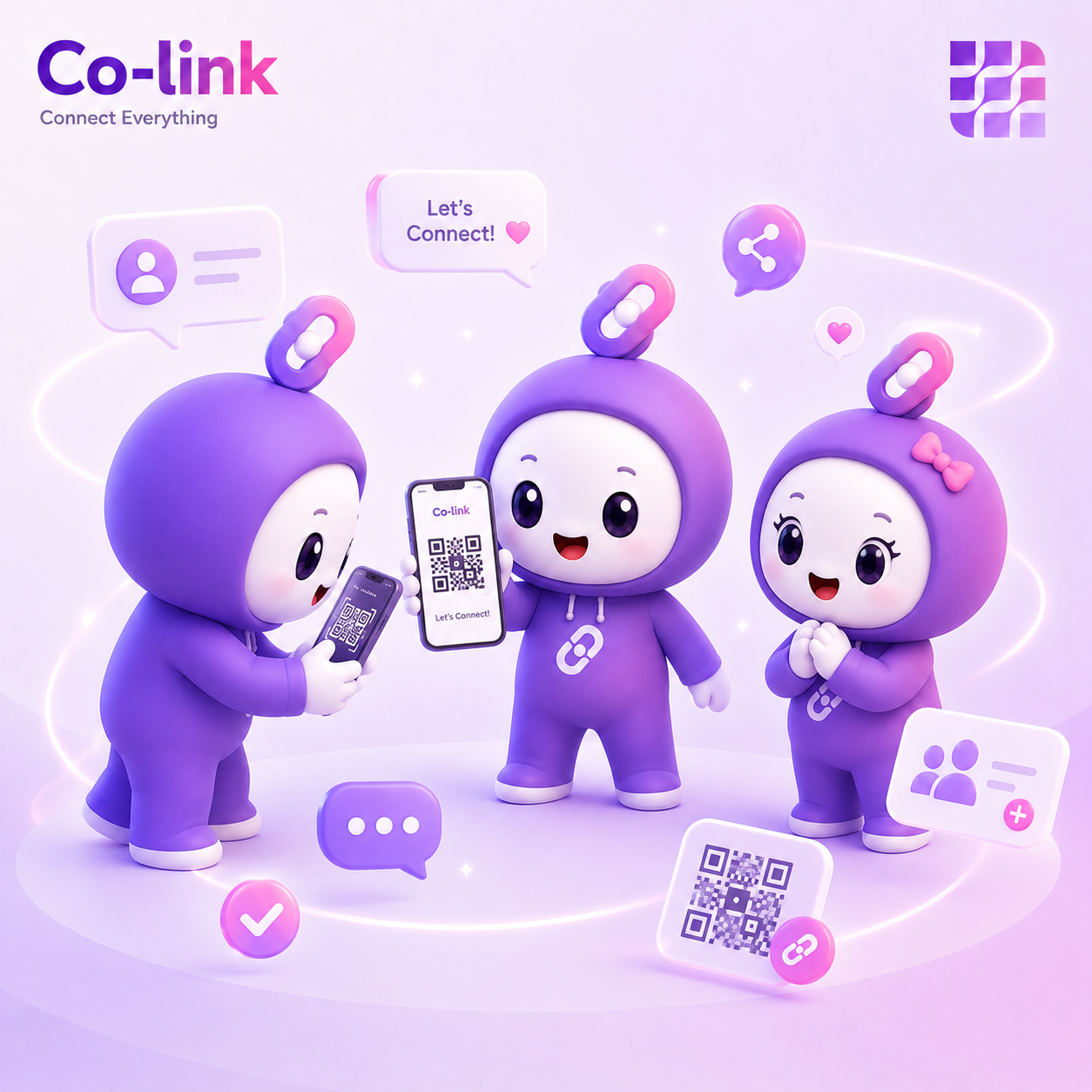 Colink QR connection mascots